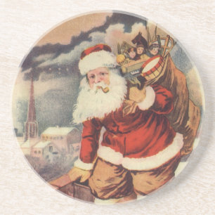 Dessous De Verre En Grès Père Noël victorien de Noël vintage dans une chemi