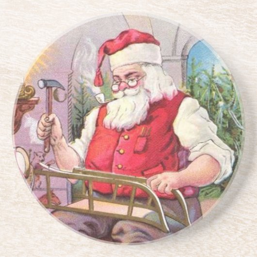Dessous De Verre En Grès Père Noël vintage (Devant)