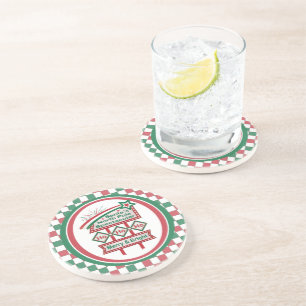 Dessous De Verre En Grès Père Noël's Retro Marquee - Ho Ho Ho Joyeux et lum