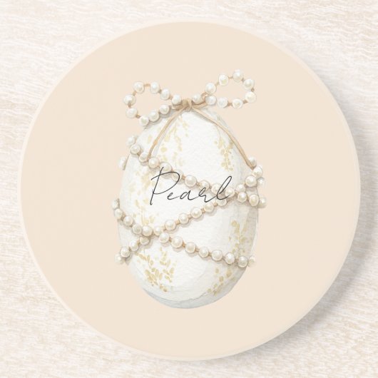 Dessous De Verre En Grès Perles Blanches d'Oeuf (Devant)