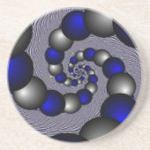 Dessous De Verre En Grès Perles D'Argent Et Bleues À L'Infini (Devant)