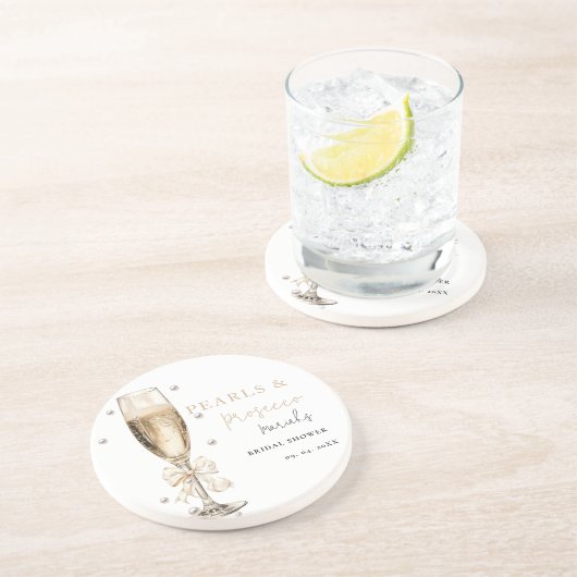 Dessous De Verre En Grès Perles & Prosecco  Enterrement de vie de jeune fil (Côté)