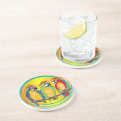 DESSOUS DE VERRE EN GRÈS PERROQUETS DE FÊTE (Côté)