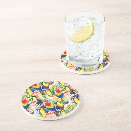 Dessous De Verre En Grès Perroquets et palmettes (Côté)