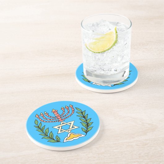 Dessous De Verre En Grès Persian Magen David Menorah (Côté)