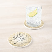 Dessous De Verre En Grès Personalized Mod Gold Lights "Hello Beautiful" (Côté)