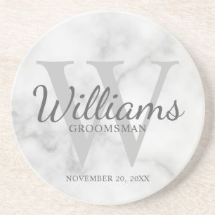Dessous De Verre En Grès Personalized Script Groomsmen's name and Monogram 