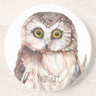 Dessous De Verre En Grès Personnaliser avec votre nom Drôle Chouette - Oise