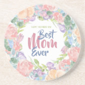 Dessous De Verre En Grès Personnaliser la fête des mères de l'aquarelle flo (Devant)