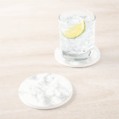 Dessous De Verre En Grès Personnaliser Marbre blanc tendance Elégant Modèle (Côté)