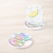 Dessous De Verre En Grès Personnalize Purple Script, Iridescent Wave (Côté)