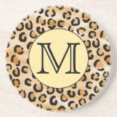 Dessous De Verre En Grès Personnalized Monogram Leopard Print Pattern (Devant)
