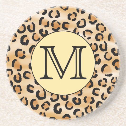 Dessous De Verre En Grès Personnalized Monogram Leopard Print Pattern (Devant)