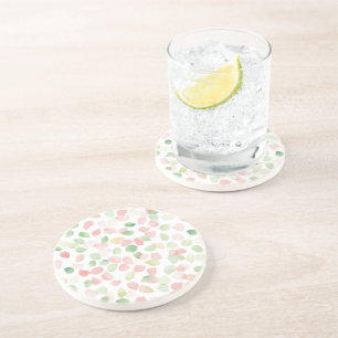Dessous De Verre En Grès Pétales de fleurs rose pastel menthe jolies  