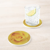 Dessous De Verre En Grès Pétales romantiques de rose jaune (Côté)