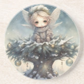 Dessous De Verre En Grès Petit Ange de Noël (Devant)