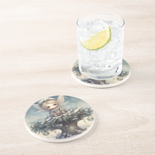 Dessous De Verre En Grès Petit Ange de Noël (Côté)