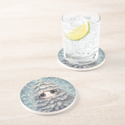 Dessous De Verre En Grès Petit Arbre de Noël (Côté)