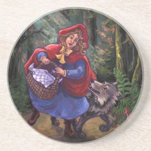 Dessous De Verre En Grès Petit Chaperon Rouge (Devant)