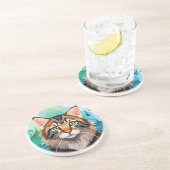 Dessous De Verre En Grès Petit chien fermer mini porte - bloc (Côté)
