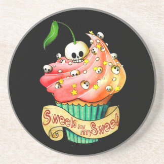 Dessous De Verre En Grès Petit gâteau doux et mortel de crâne