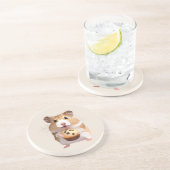 Dessous De Verre En Grès Petit Hamster Cute Tenant Un Muffin (Côté)