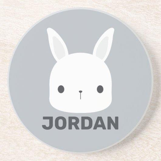 Dessous De Verre En Grès Petit lapin de lapin mignon avec nom personnalisé (Devant)