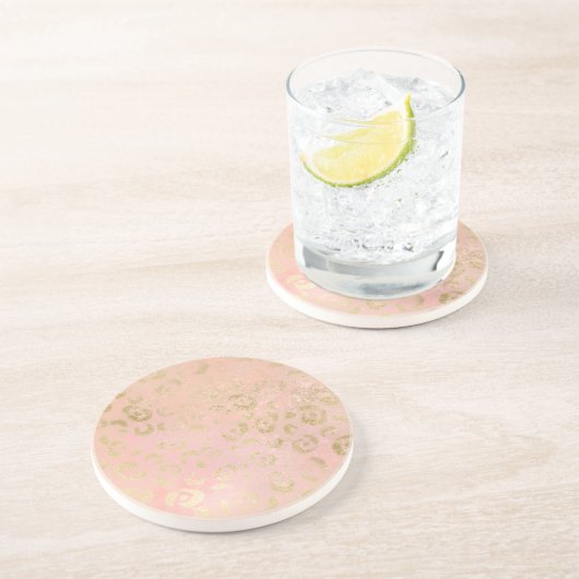 Dessous De Verre En Grès Petit léopard d'or rose (Côté)