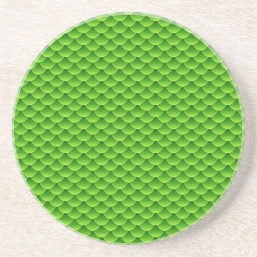 Dessous De Verre En Grès Petit motif vert d'échelle de poissons (Devant)