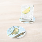 Dessous De Verre En Grès Petit oiseau jaune perché sur une branche Recherch (Côté)