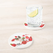 Dessous De Verre En Grès Petit Papillon Chien Noël Santa Hat (Côté)