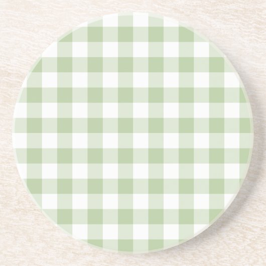 Dessous De Verre En Grès Petit Sage et Gingham Blanc (Devant)