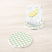 Dessous De Verre En Grès Petit Sage et Gingham Blanc (Côté)