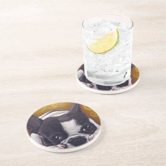 Dessous De Verre En Grès Petit somme pie de Frenchie (Côté)