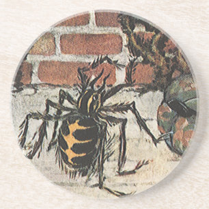 Dessous De Verre En Grès Petite Demoiselle Muffet Vintage Comptine de la Nu