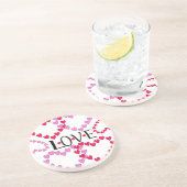 Dessous De Verre En Grès Petits coeurs rose rouge AMOUR (Côté)