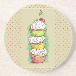 Dessous De Verre En Grès Petits gâteaux d'aquarelle. Illustration de