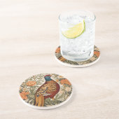 Dessous De Verre En Grès Pheasant Vintage Floral William Morris Inspired  (Côté)