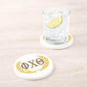 Dessous De Verre En Grès Phi Chi Theta | Grecques avec couronne (Côté)