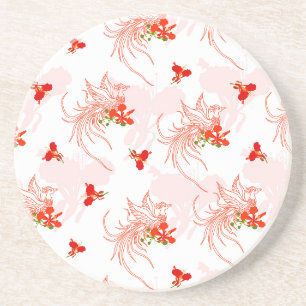 Dessous De Verre En Grès Phoenix Oiseau Et Phoenix Fleur Motif Sans Faille