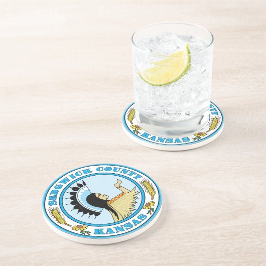 Dessous De Verre En Grès Phoque du comté de Sedgwick (Côté)