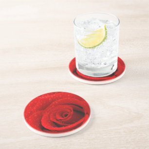 Dessous De Verre En Grès Photo d'arrière - plan de rose rouge