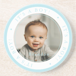 Dessous De Verre En Grès Photo personnalisée pour la naissance d'un garçon 