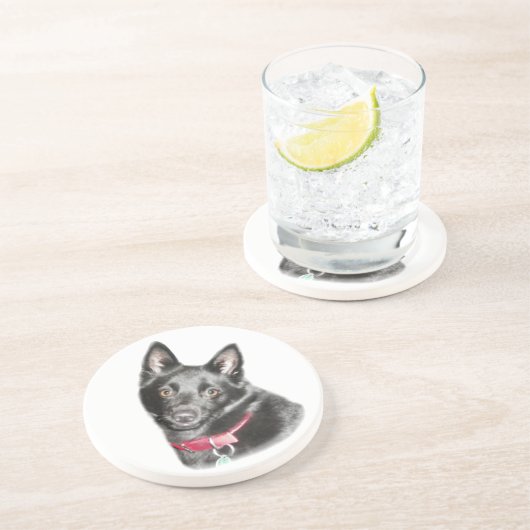 Dessous De Verre En Grès Photo Schipperke (Côté)