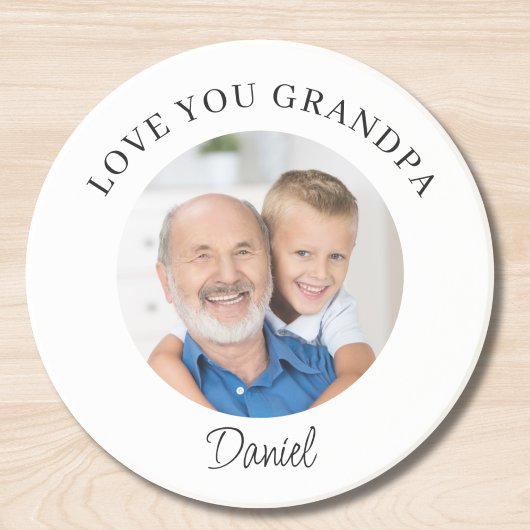 Dessous De Verre En Grès Photo souvenir « Je t'aime Papi »