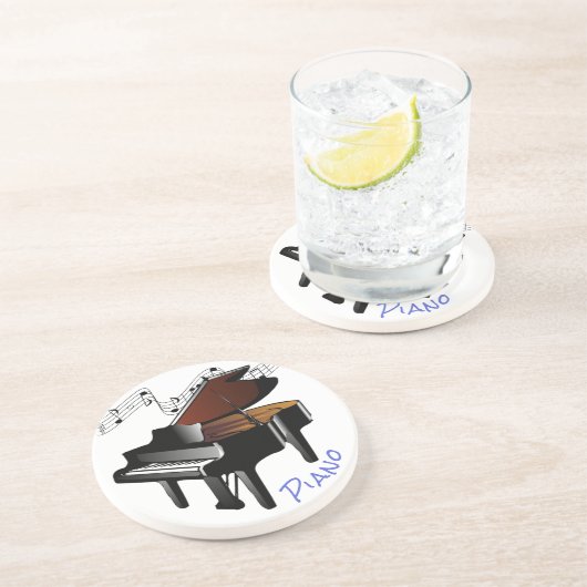Dessous De Verre En Grès PIANO - Beverage de grès rond (Côté)
