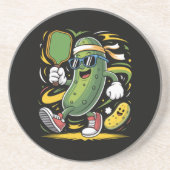 Dessous De Verre En Grès Pickle Jouant au Pickleball (Devant)