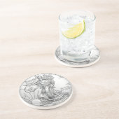 DESSOUS DE VERRE EN GRÈS PIÈCE DE LIBERTÉ D'ARGENT (Côté)