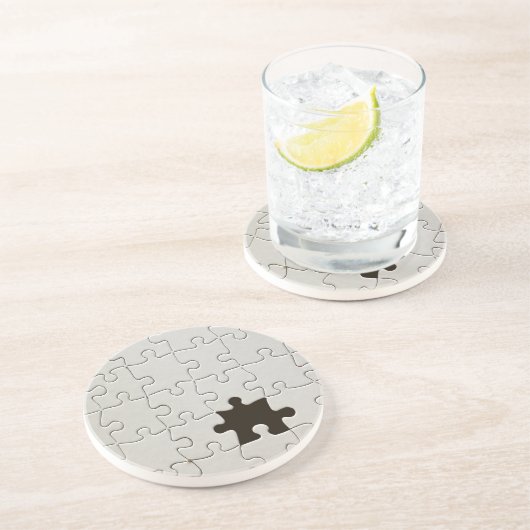 Dessous De Verre En Grès Pièce de puzzle blanche manquante (Côté)