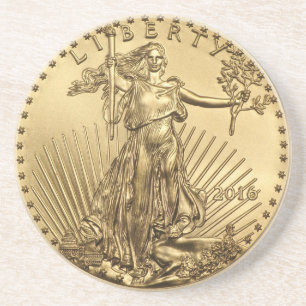 Dessous De Verre En Grès Pièce Gold Eagle